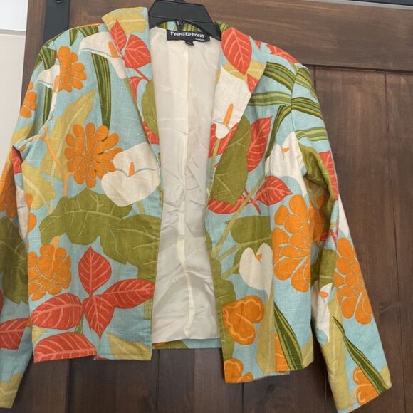 207) Painted Pony Women’s Sz L Floral Linen Jacket* - Picture 4 of 6